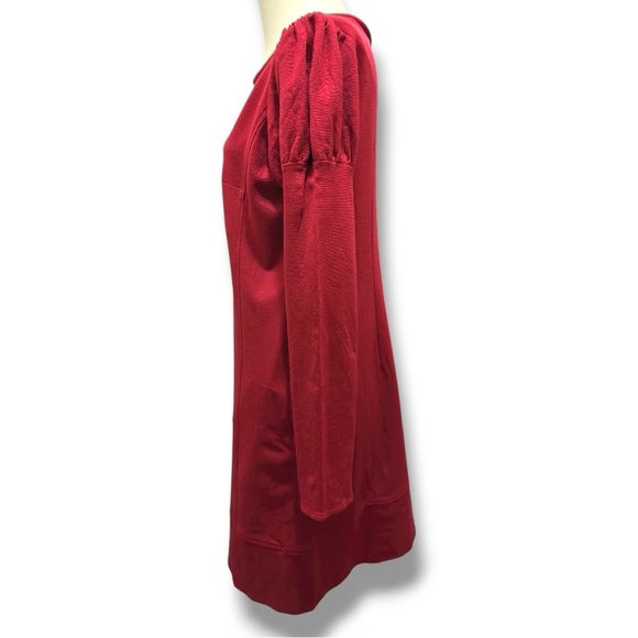 335 Laundry by Design | EUC Wine Scoop Neck Puff Soft Long Sleeve Dress (Size 4) - Picture 6 of 14